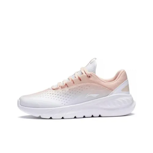LiNing EazGo Easy To Fit Durable Breathable Low Top Running Shoes Women's White Pink