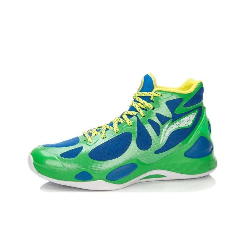 LiNing SONIC 4 Slip Resistant, Abrasion Resistant, Cushioning, Breathable High Top Basketball Shoes Unisex Blue Green-1