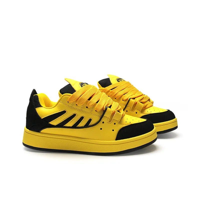 STUR YSN Wear resistant And Lightweight Low Top Skateboard Shoes Unisex Yellow Black-6