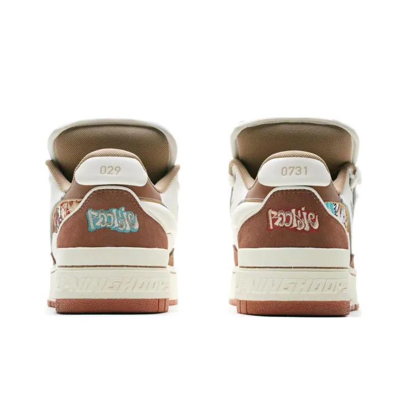 LINING Rookie Skateboard Shoes Men Low Top White Brown-3