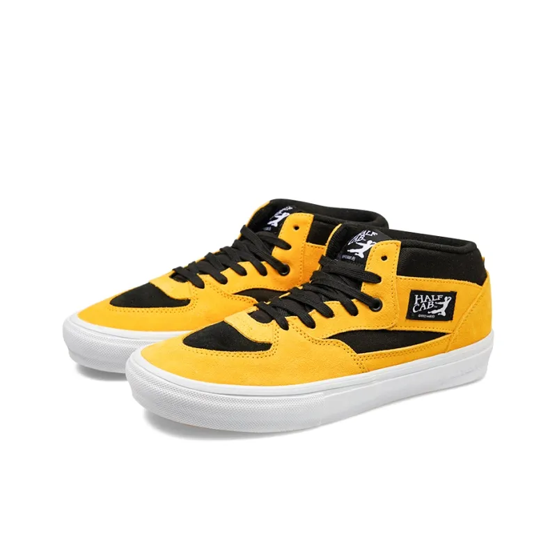 Vans Half Cab Skateboard Shoes Unisex Mid Top Yellow Black-3