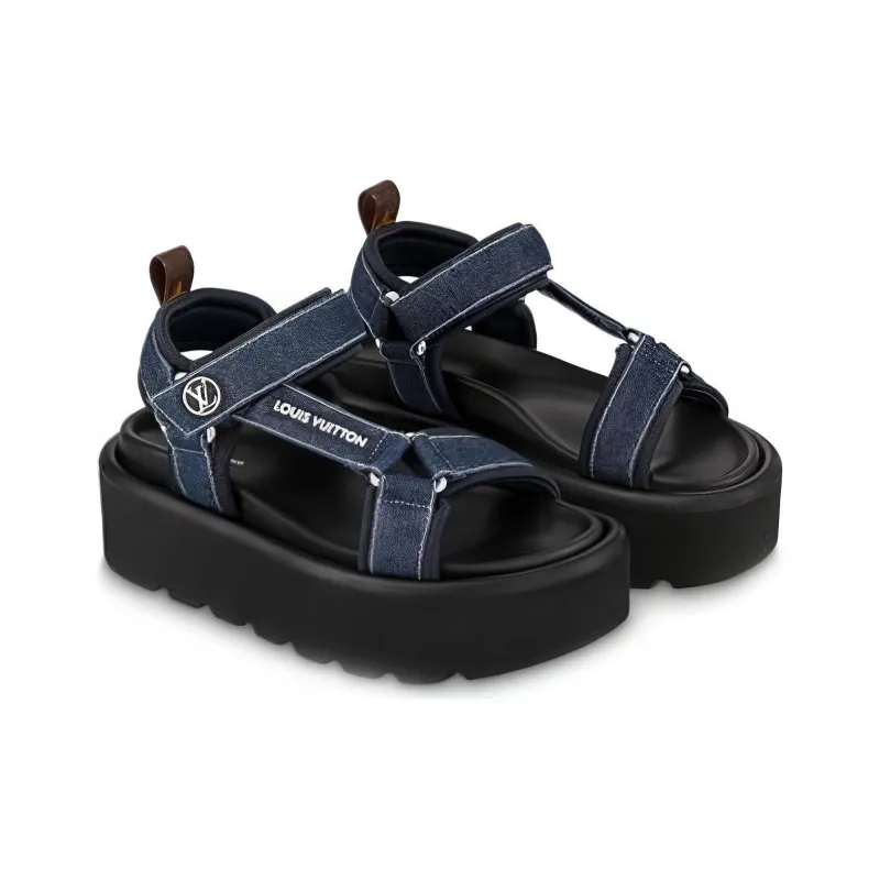 LOUIS VUITTON Beach Sandals Women's Blue-1