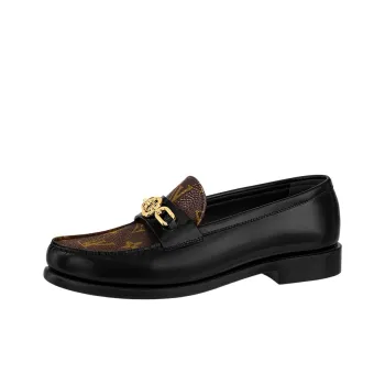 LOUIS VUITTON Chess Flat Loafers 'Black With Brown Monogram' Women's