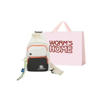 Worm's Home Nylon Sling Bag Unisex White/Black/Dark Gray/Light Gray/Blue