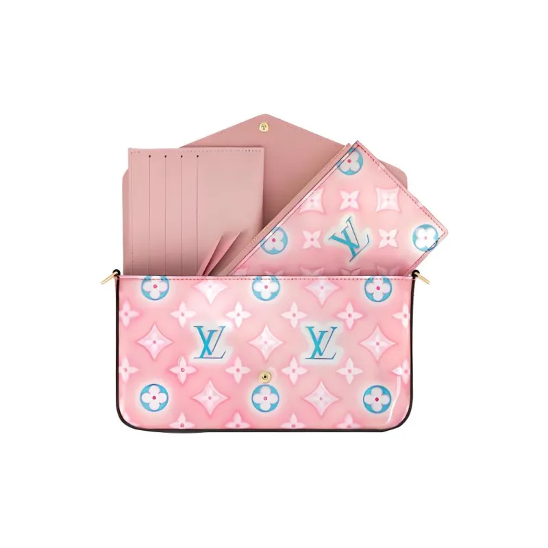 LOUIS VUITTON Félicie Pochette Monogram Verni Light Pink Neon-4