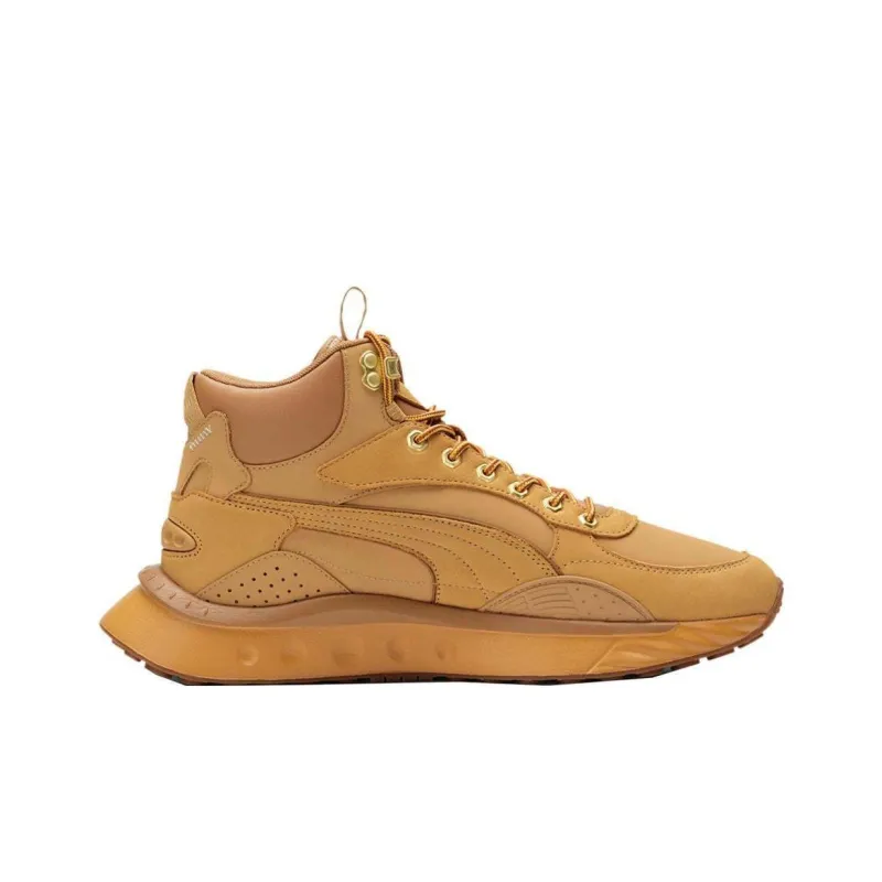 PUMA Wild Rider Anti-Slip Wear-Resistant High-Top Casual Shoes Men's Yellow Brown-1