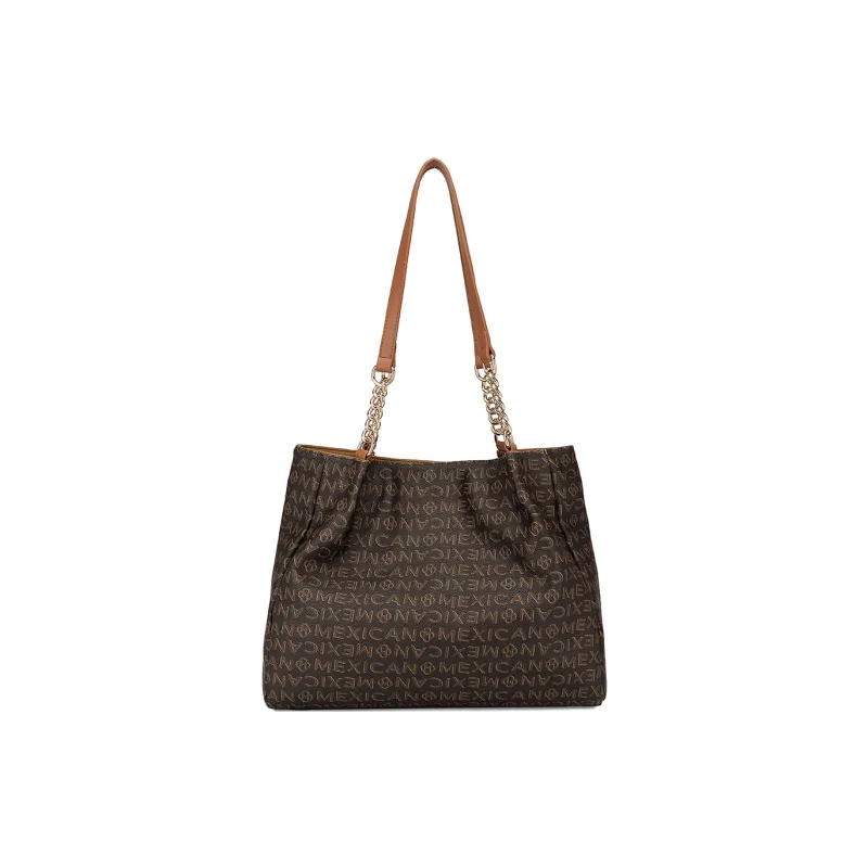 MEXICAN PVC One Shoulder Handbag Tubas Women's Mocha Coffee/Khaki Brown/Creamy Apricot-1