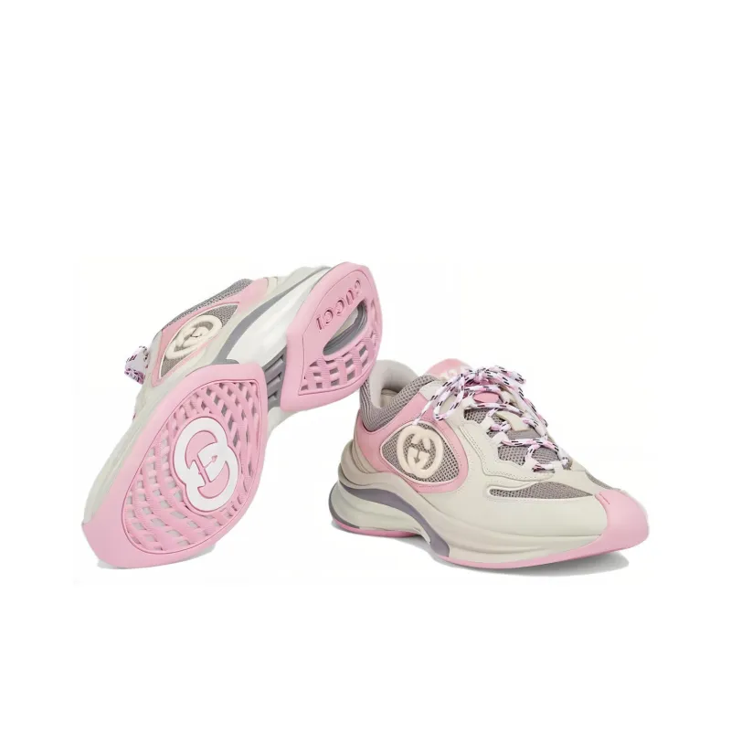 GUCCI Women's Run Sneaker 'Ivory Pink Grey' Women's-3