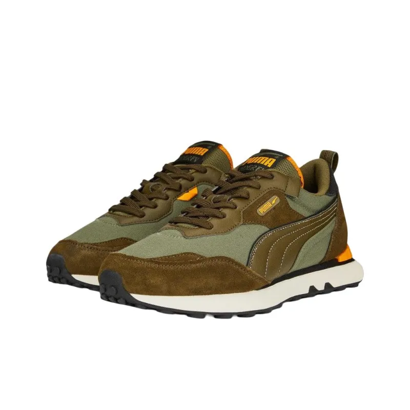 PUMA Rider FV Safari Anti-Slip Wear-Resistant Low-Top Sports Casual Shoes Unisex Green Brown-2