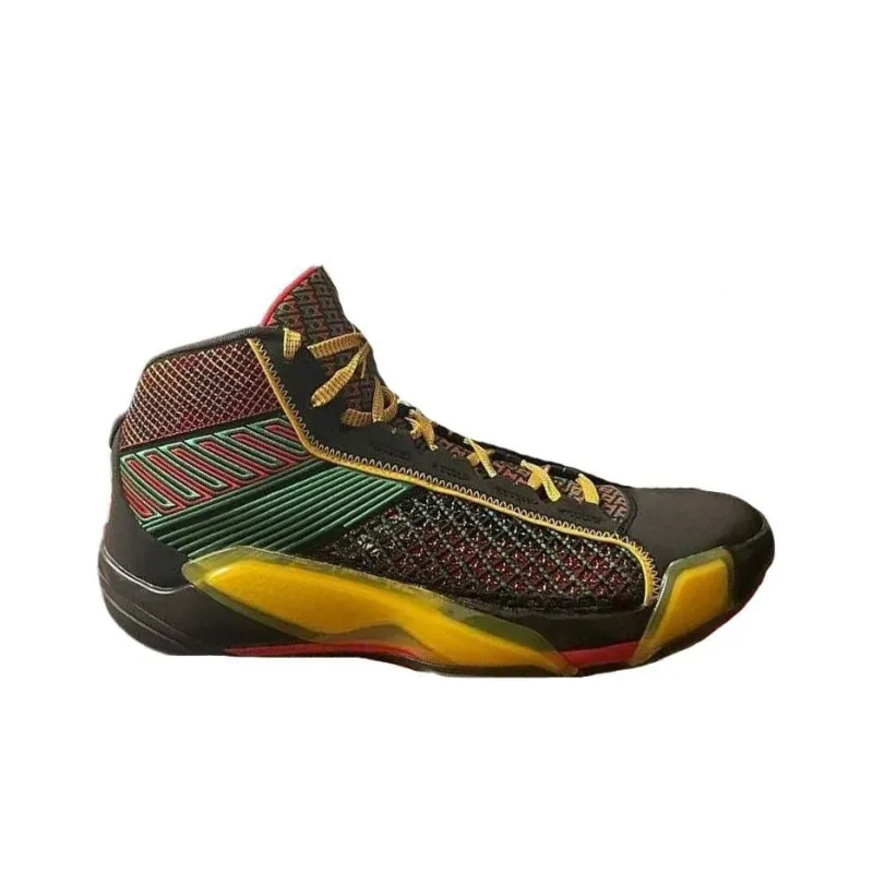 Jordan Air Jordan 38 'Quai 54' Cushioning Mid-Top Basketball Shoes Men's Black Red Green-1