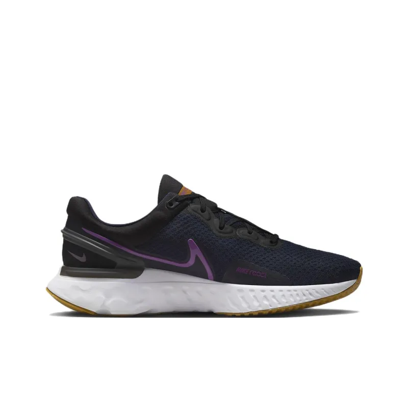 Nike React Miler 3 Cushioned Slip Resistant Breathable Lightweight Low Top Running Shoes Men's Black Purple-1