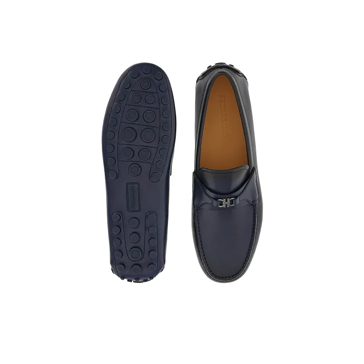 FERRAGAMO Driver Gancini-buckle Leather Loafers-4