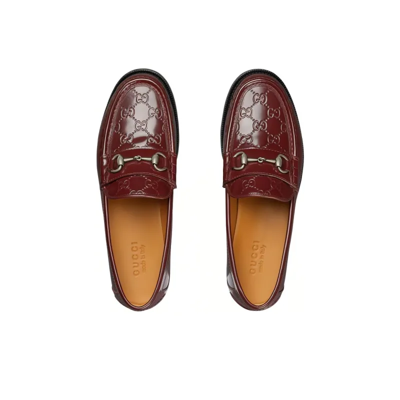 GUCCI Horsebit Loafers 1.5cm Men's Burgundy-3