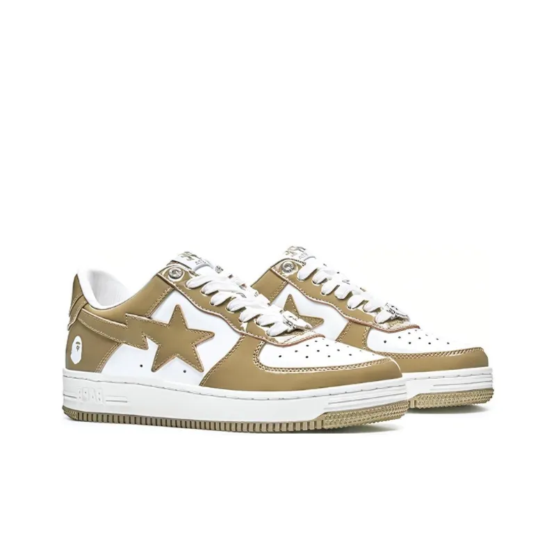 BAPE A BATHING APE Bape Sta Patent Leather White Khaki 2023-3