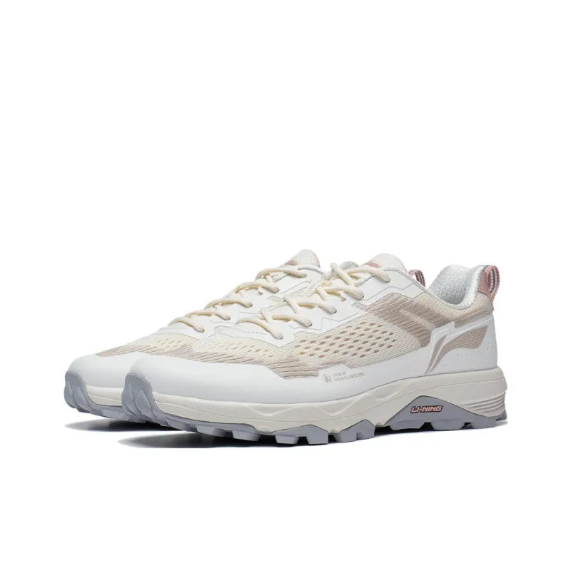LiNing Gundam Slip Resistant Cushioning Wear Resistant Low Top Running Shoes Women's Ecru Pearl White-2