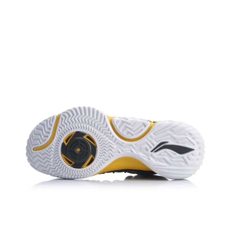 LiNing Stormy Wind Durable Breathable Mid Top Basketball Shoes Black Yellow-4