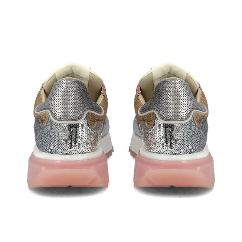 PHILIPPE MODEL La Rue Casual Shoes Women's Low Top Gold And Silver Pink-3