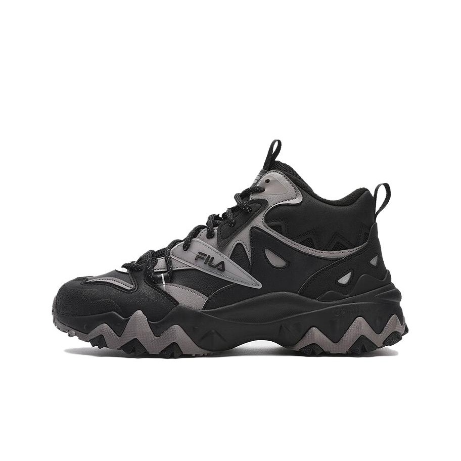 ☆FILA☆ Oakmont Neck 1RM02904G001 11001RM02904G001 FILA Oakmont Mid Top Chunky Sneakers Men's Black Sky Gray