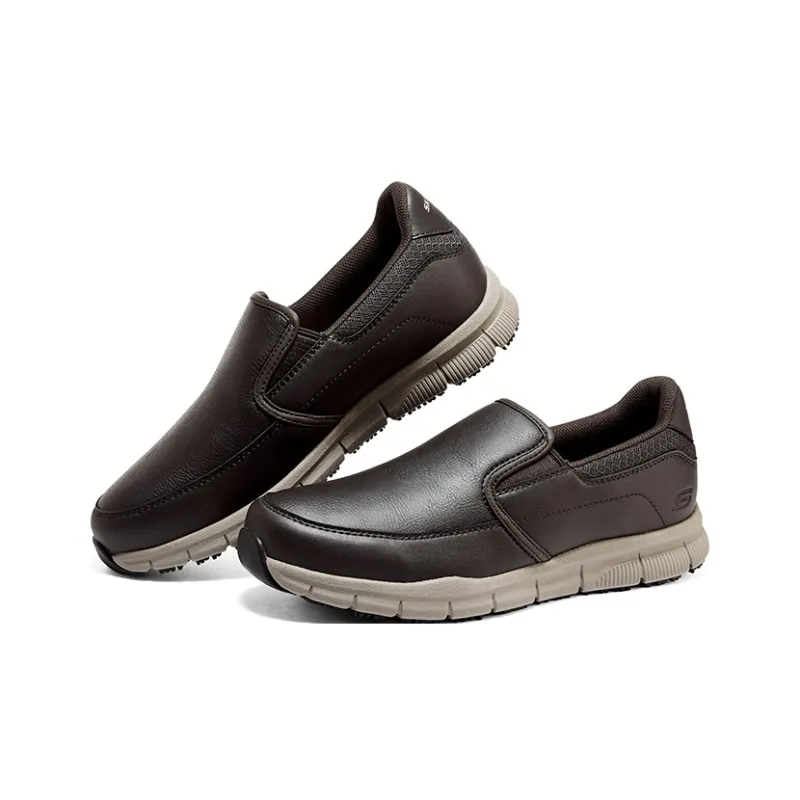 Skechers Relaxed Fit Work Slip on Non slip Wear resistant Shock Absorption Low Top Casual Shoes Men's Chocolate-2