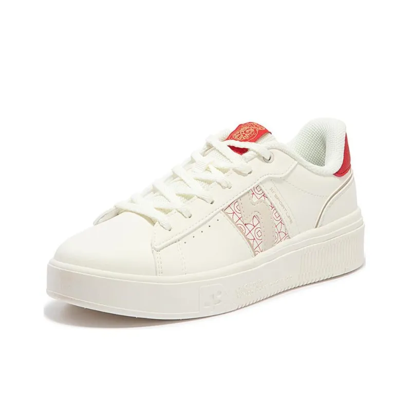 361° Non slip Lightweight Low Top Skateboard Shoes Women's White Red-1