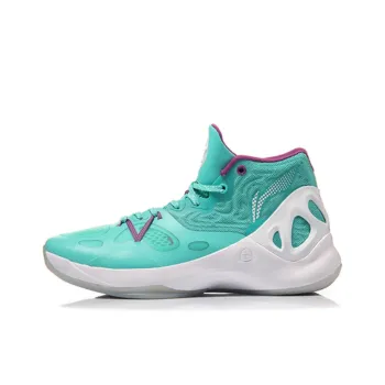 LiNing SONIC 5 Cushioned Slip Resistant Mid Top Basketball Shoes Men's Fluorescent Light Green