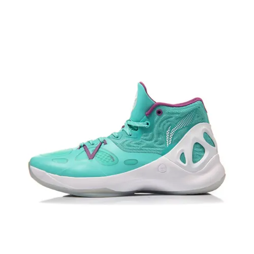 LiNing SONIC 5 Cushioned Slip Resistant Mid Top Basketball Shoes Men's Fluorescent Light Green