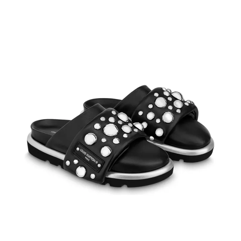 Yayoi Kusama x LOUIS VUITTON Slide Slippers Women's Black-1