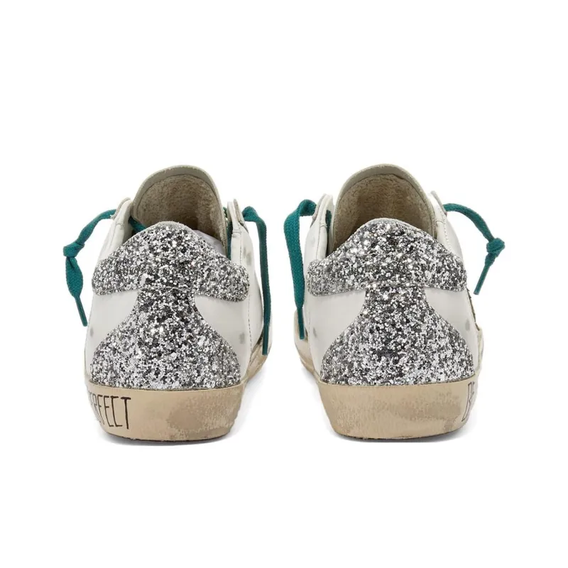 Golden Goose Super Star Stylish Skateboarding Shoes Women's White Silver Vintage Version-4