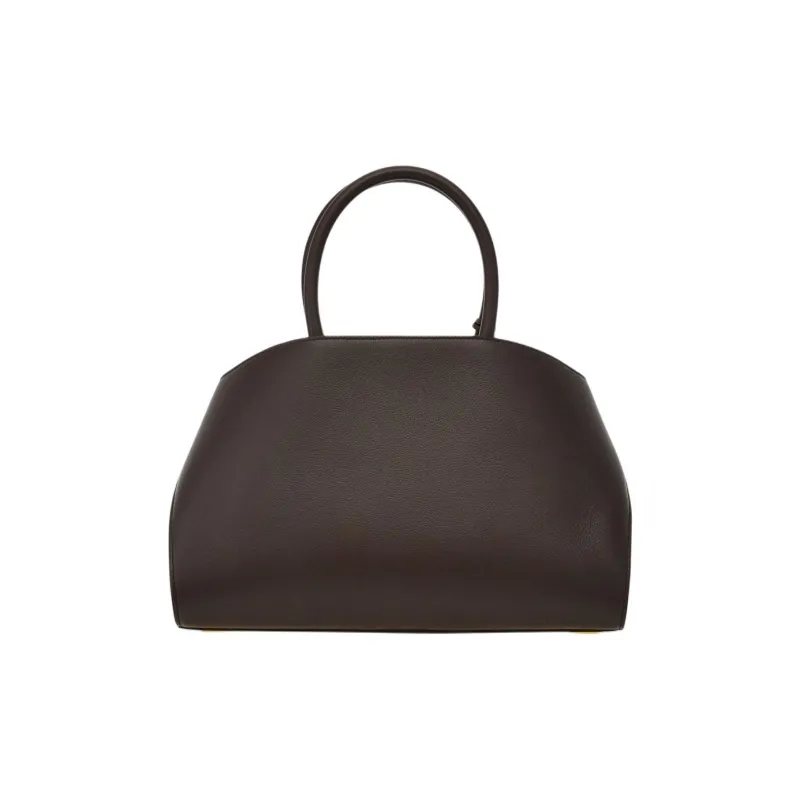 FERRAGAMO Calfskin Handbag Small Size Women's Camel & Dark Brown-3
