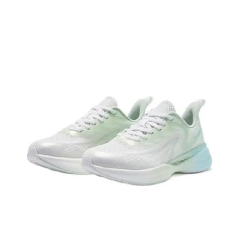 QIAODAN Flying Shadow Team1.0 Anti Slip Wear Resistant Low Top Running Shoes Women's White Green-2
