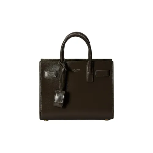 SAINT LAURENT SAC DE JOUR Calfskin Shoulder Bag, Crossbody Bag, Handbag Trumpets Women's Moss Green