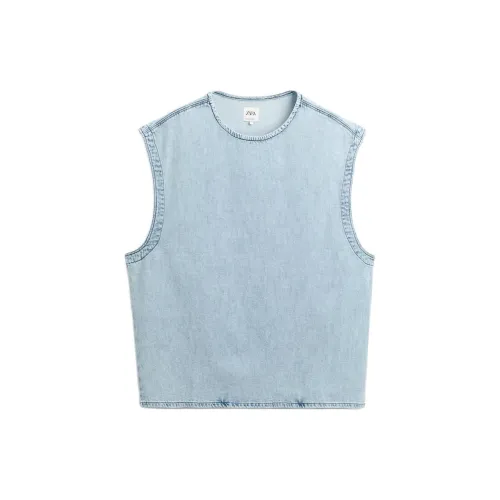 ZARA Tank Tops Men Light Blue