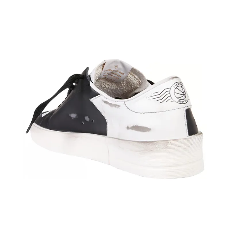 Golden Goose Stardan Stylish Skateboarding Shoes Women's Black White Distressed Style-3