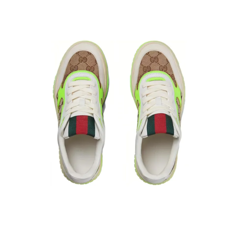 GUCCI Re-Web Sneaker 'GG Canvas - Beige Fluorescent Yellow'-4