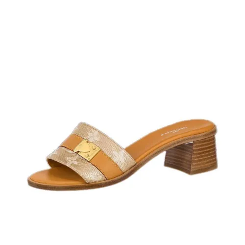 LOUIS VUITTON Lock It Slide Slippers Women's Brown/Yellow