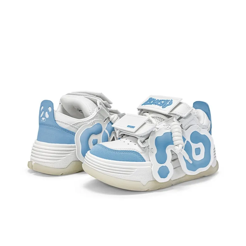 CN Skate Panda Anti-Slip And Wear-Resistant Lightweight Height Increasing Low-Top Skateboard Shoes Unisex White Blue-2