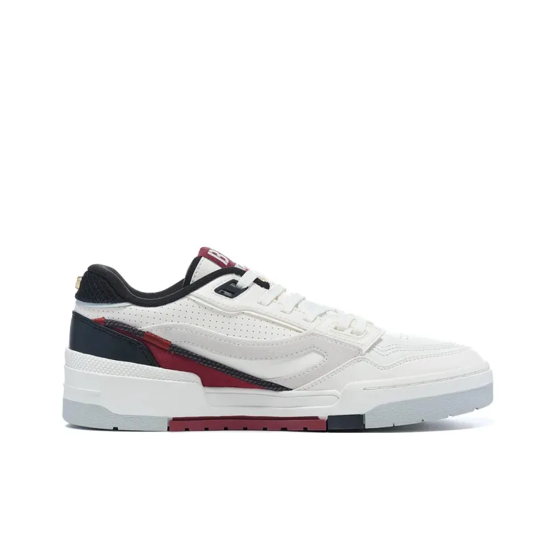 LiNing 001 BTC Prm Abrasion Resistant Breathable Low Top Skateboard Shoes Men's White Red-1