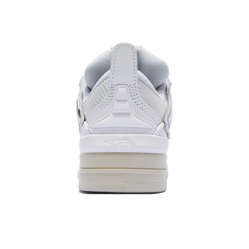 LiNing Wave Golden Anti Slip Wear Resistant Low Top Skateboard Shoes Women's White-5