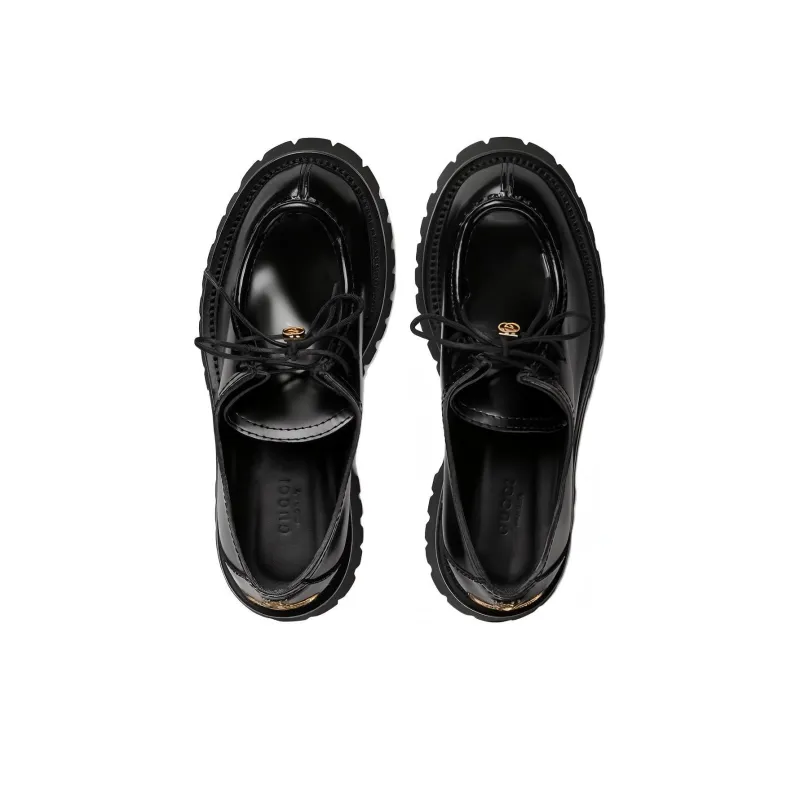 GUCCI Interlocking G-plaque Leather Loafers-2