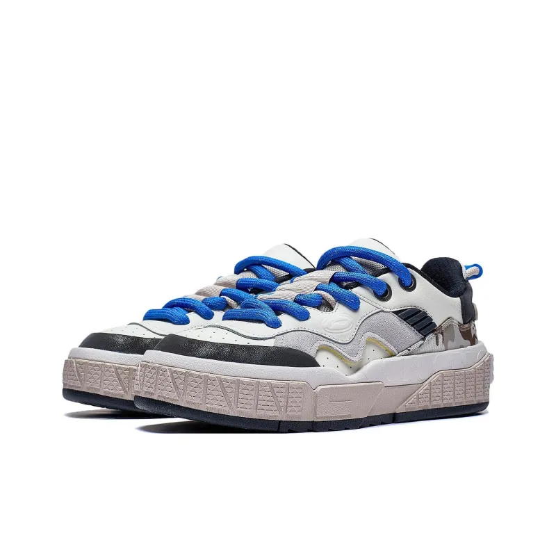 LiNing 001 UNBLOCK Anti Slip Wear Resistant Low Top Skateboard Shoes Men's Blue White-2