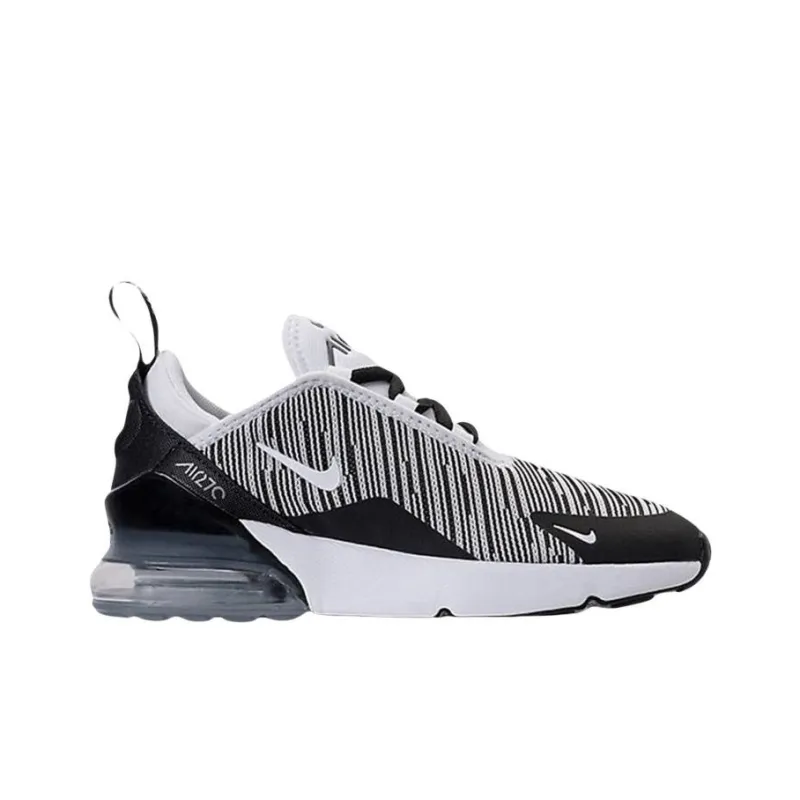 Nike Air Max 270 Anti-Slip Wear-Resistant Low-Top Kids' Running Shoes White Black Gray Children Aged 3-7 Years Old-1