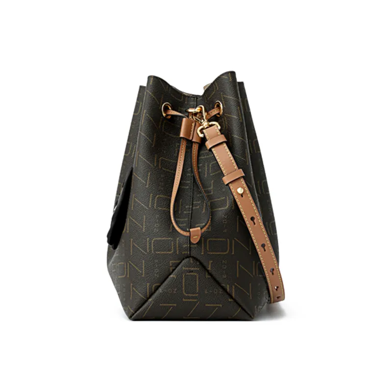 FION Coated Canvas Shoulder Bag Crossbody Bag Regular Women's Coffee/Tea-3