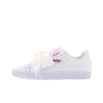 PUMA Basket Heart Patent Junior White Lace Up 'White Pink' Women's