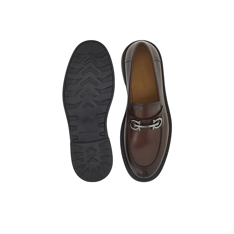 FERRAGAMO Gancini-buckle Leather Boat Shoes-4