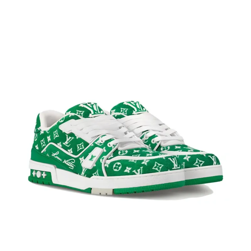LOUIS VUITTON Trainer Green Monogram Textile-1
