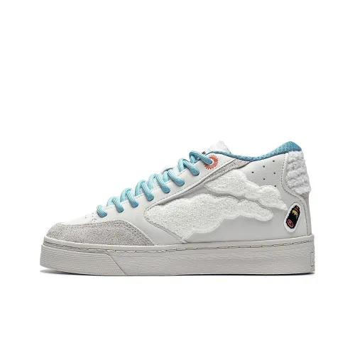 LINING Wave Skateboard Shoes Women's Mid-Top Pearl White