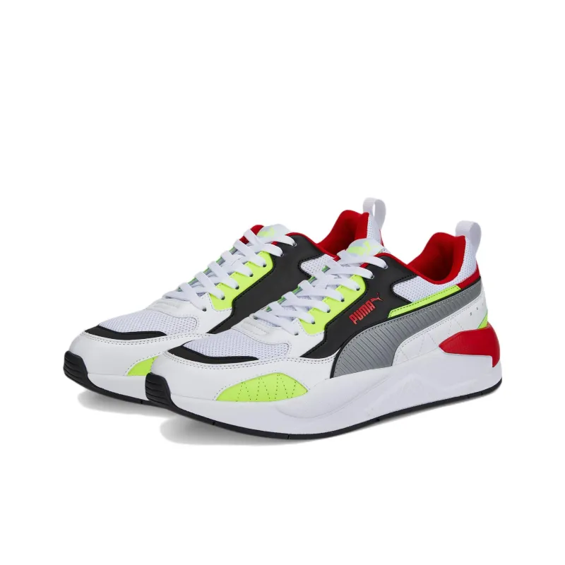 PUMA X-RAY Square Trainers Anti-Slip And Wear-Resistant Breathable Low-Top Casual Shoes Men's White Red Green-2