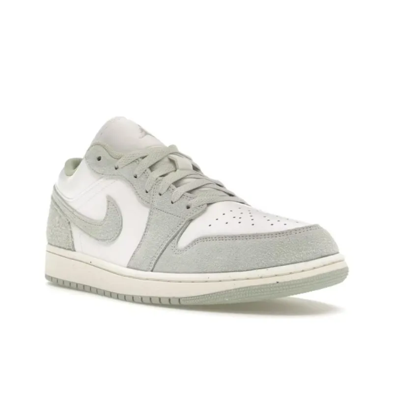 Jordan Air Jordan 1 Anti-Slip Wear-Resistant Low-Top Vintage Basketball Shoes Men's White Cyan-3