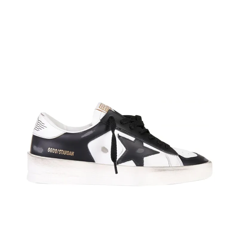Golden Goose Stardan Stylish Skateboarding Shoes Women's Black White Distressed Style-1