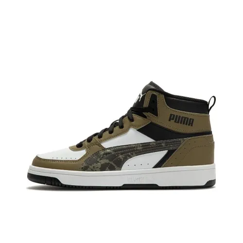 PUMA REBOUND Series Skateboard Shoes Unisex High-Top Brown Green